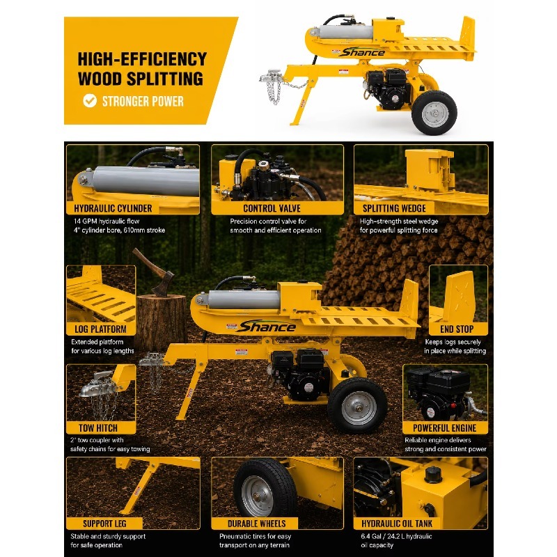 Electric Hydraulic Log Splitte - Heavy Equipment Processor recension och pris